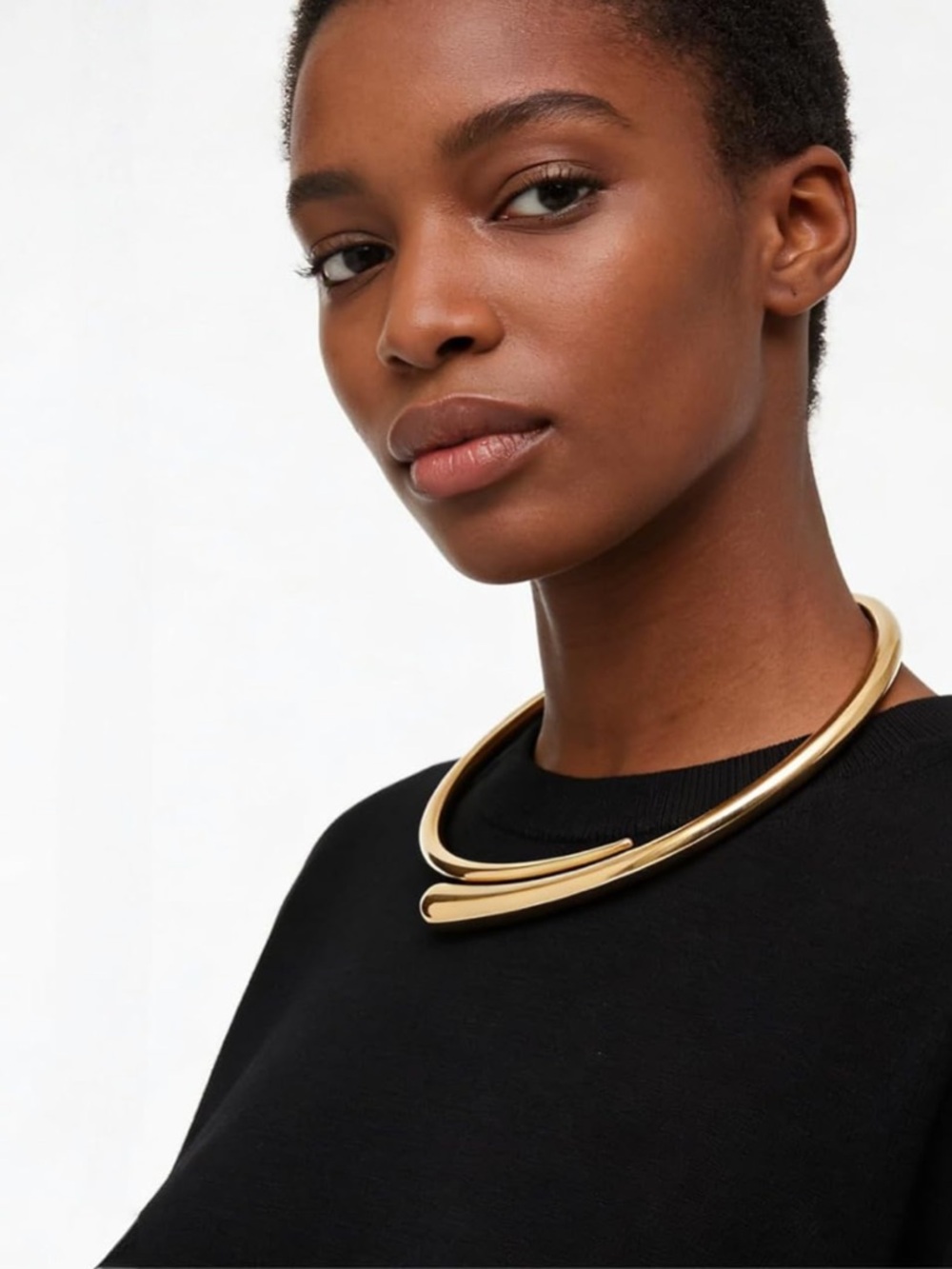 Anthropologie Gold Sculptural Collar Necklace